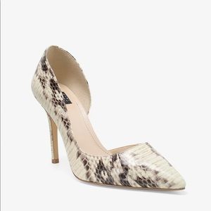 WHBM Exotic-Print Leather D'Orsay Heels
